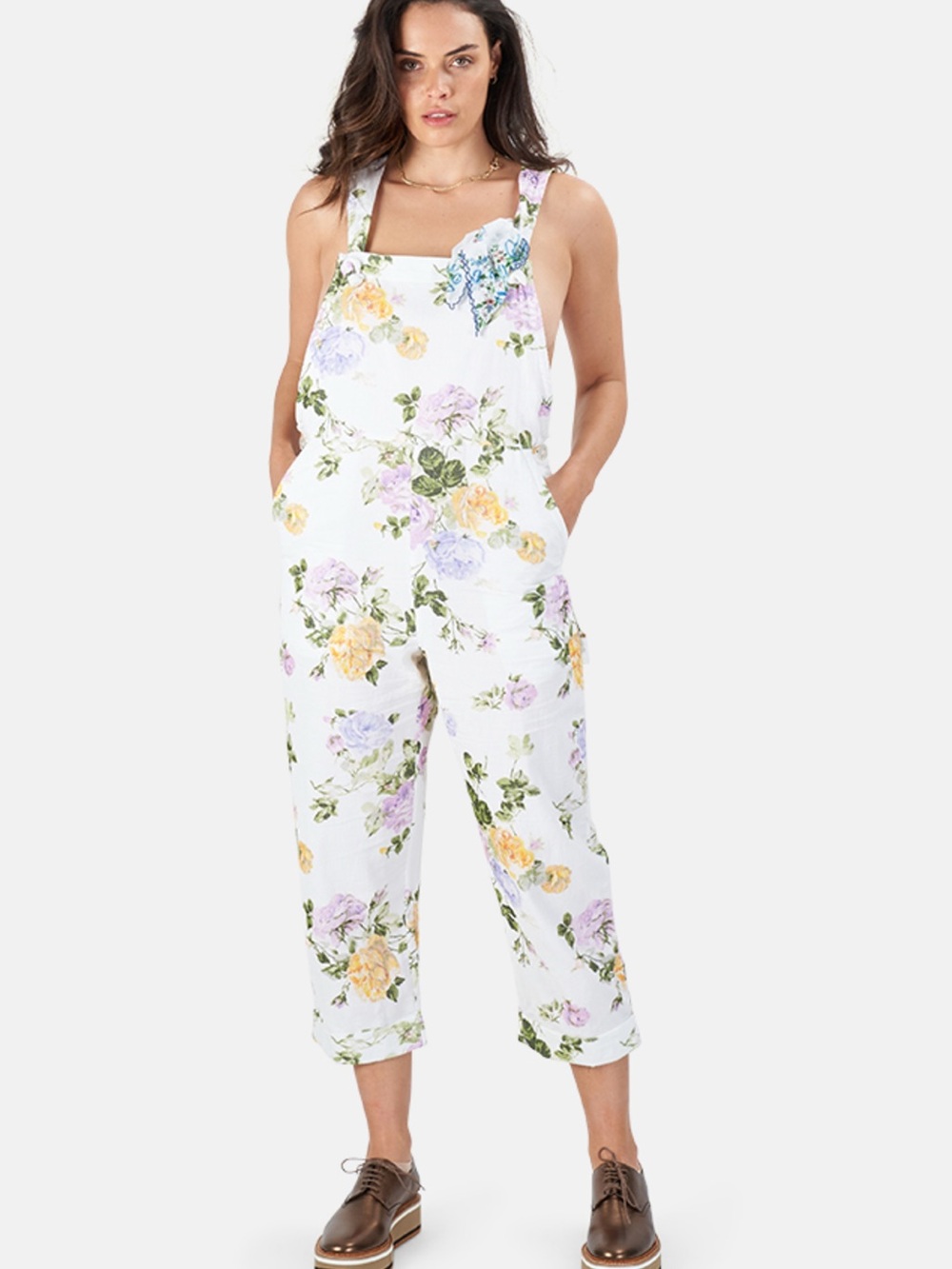 Loveshackfancy Daffy Floral Corduroy Jumpsuit Medium